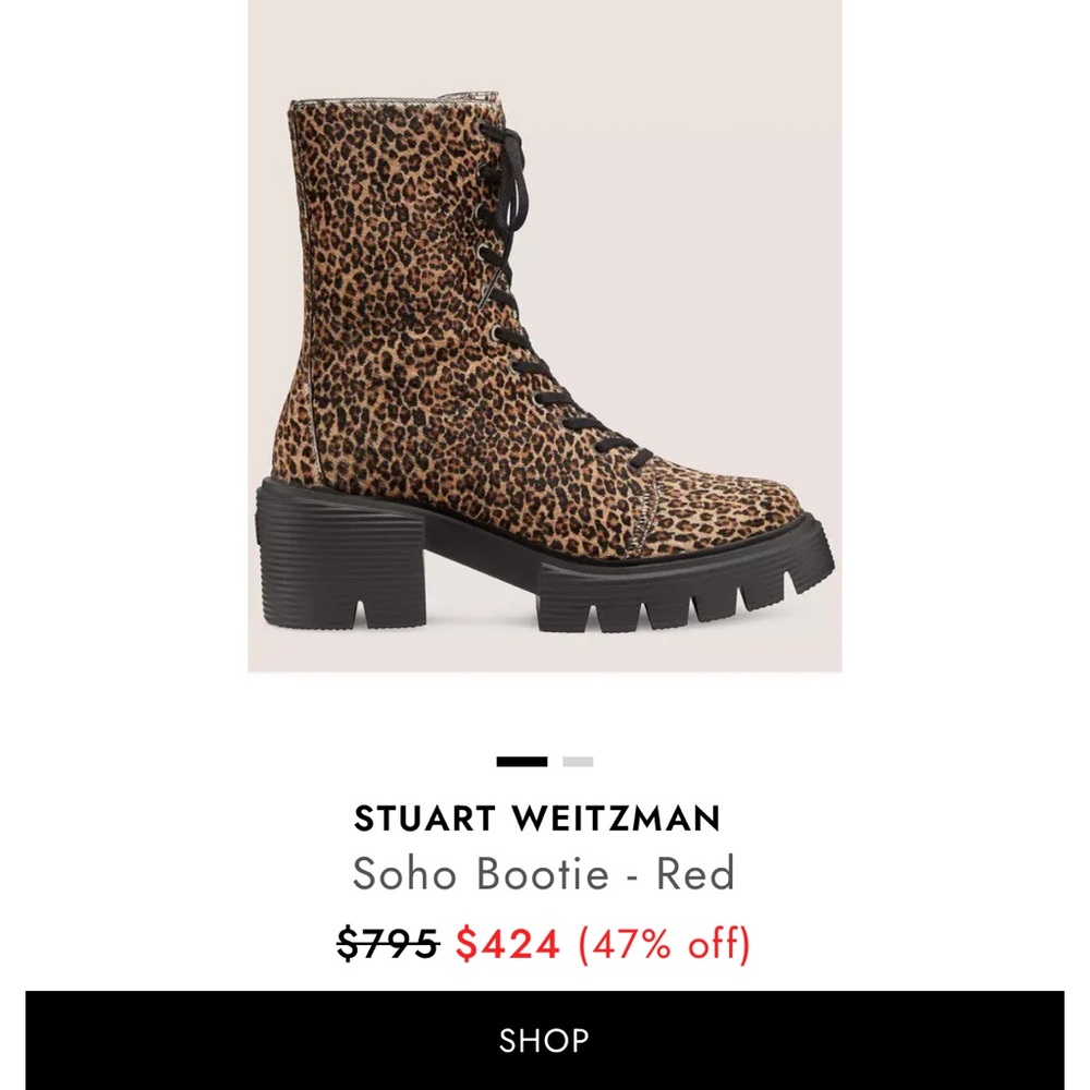 Stuart Weitzman Red Leopard Lace-Up Boots